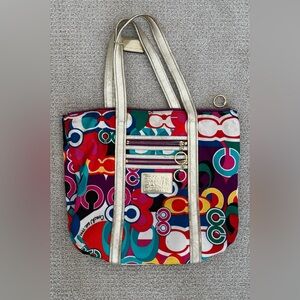 Coach Poppy Pop Signature C Glam Graffiti Large Tote Multi-Color Carryall Bag